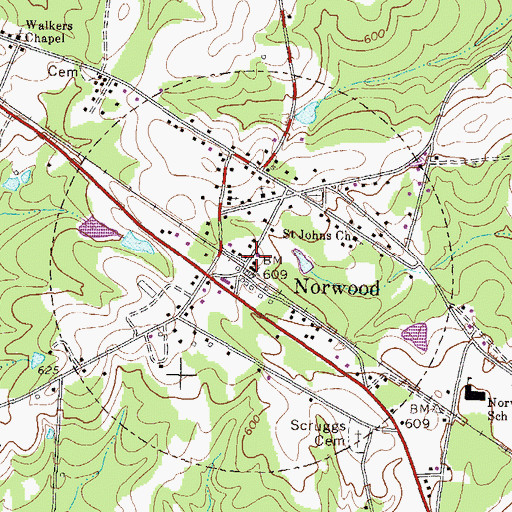 Topographic Map of Norwood, GA