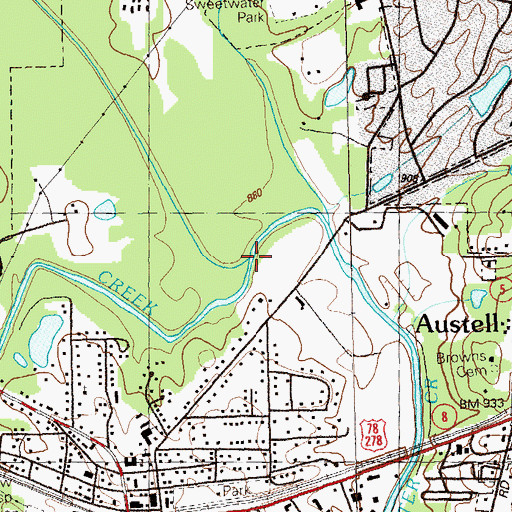 Topographic Map of Noses Creek, GA