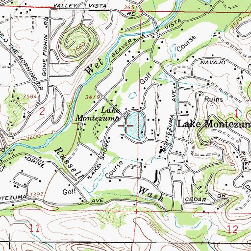 Topographic Map of Lake Montezuma, AZ