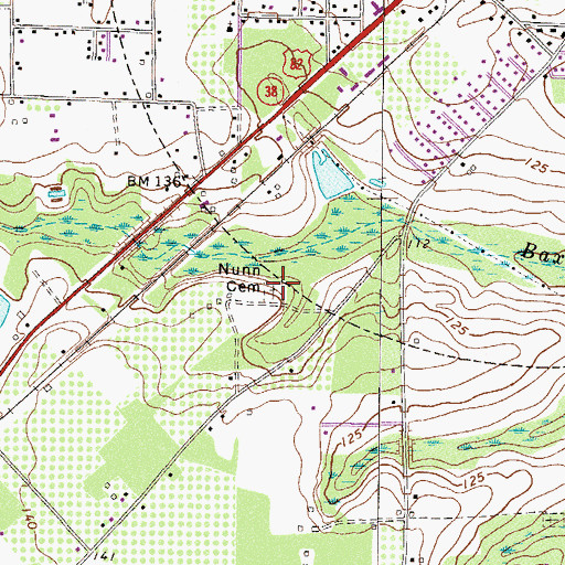 Topographic Map of Nunn Cemetery, GA