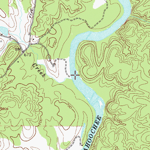 Topographic Map of Nut Creek, GA