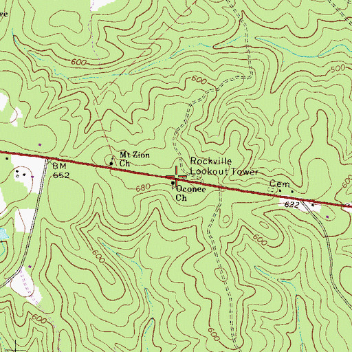 Topographic Map of Oconee Church, GA