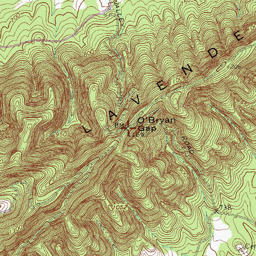 Topographic Map of O'Bryan Gap, GA