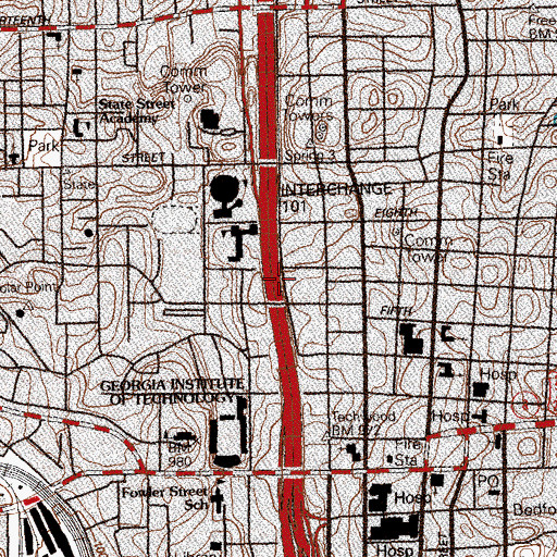 Topographic Map of O'Keefe High School, GA