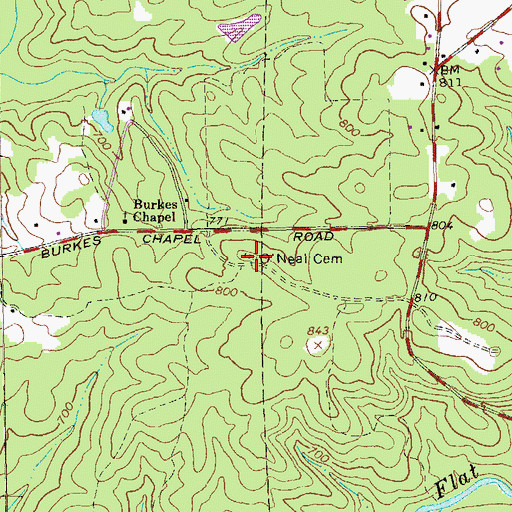 Topographic Map of O'Neal Cemetery, GA