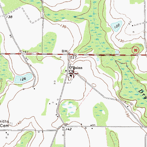 Topographic Map of O'Quinn Church, GA