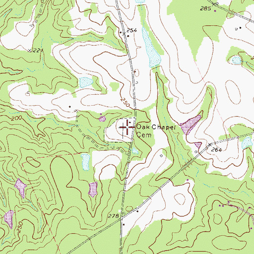 Topographic Map of Oak Chapel Cemetery, GA