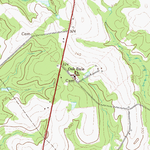 Topographic Map of Oak Dale Church, GA