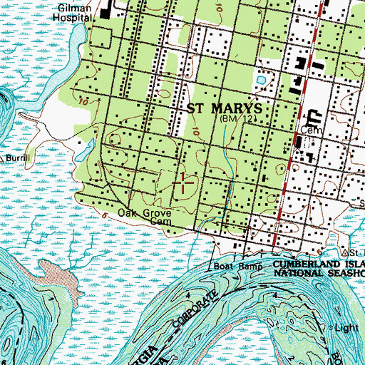 Topographic Map of Oak Grove Cemetery, GA