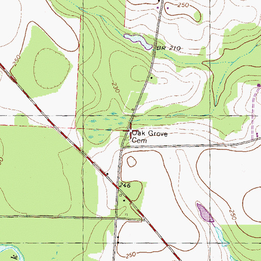Topographic Map of Oak Grove Cemetery, GA