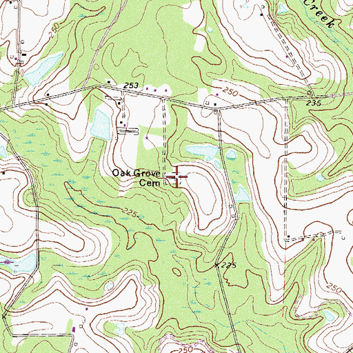 Topographic Map of Oak Grove Cemetery, GA
