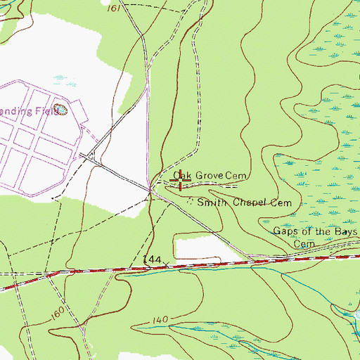 Topographic Map of Oak Grove Cemetery, GA
