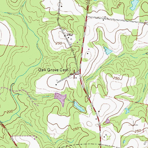 Topographic Map of Oak Grove Cemetery, GA