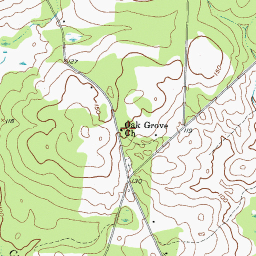 Topographic Map of Oak Grove Church, GA