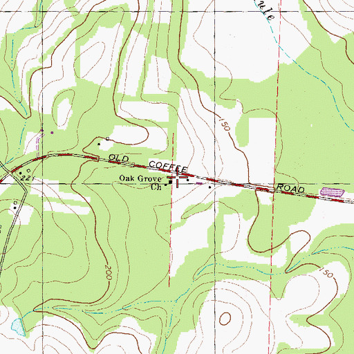 Topographic Map of Oak Grove Church, GA