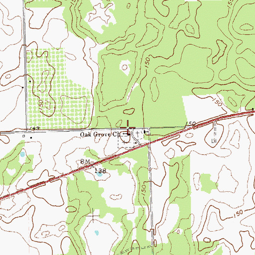 Topographic Map of Oak Grove Church, GA