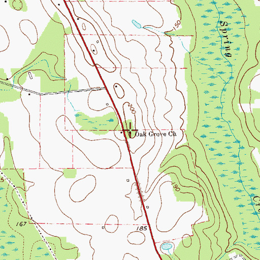 Topographic Map of Oak Grove Free Will Baptist Church, GA