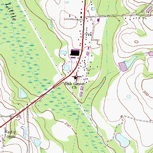 Topographic Map of Oak Grove Baptist Church, GA