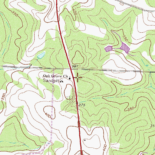 Topographic Map of Oak Grove Church, GA