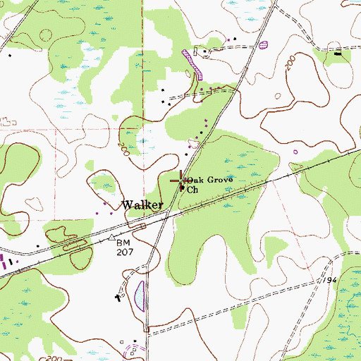 Topographic Map of Oak Grove Church, GA