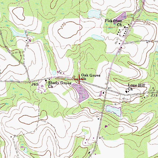 Topographic Map of Oak Grove Church, GA