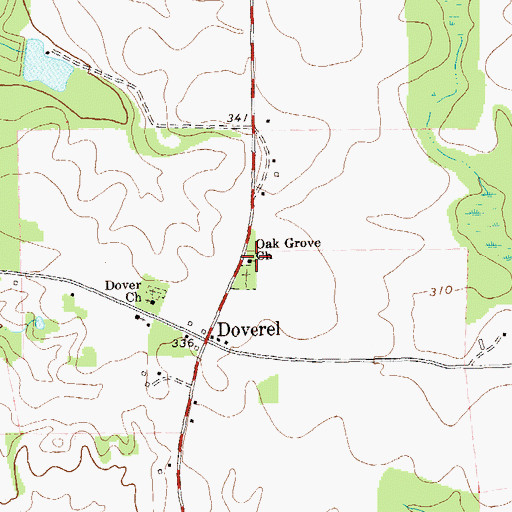 Topographic Map of Oak Grove Church, GA