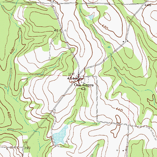 Topographic Map of Oak Grove Baptist Church, GA