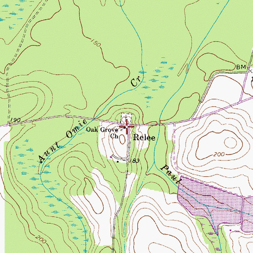 Topographic Map of Oak Grove Church, GA