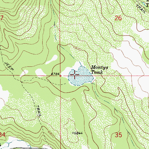 Topographic Map of Montys Tank, AZ
