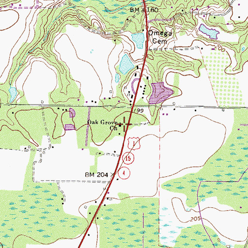 Topographic Map of Oak Grove Church, GA