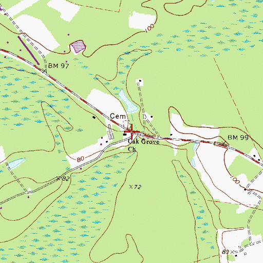 Topographic Map of Oak Grove Missionary Baptist Church, GA