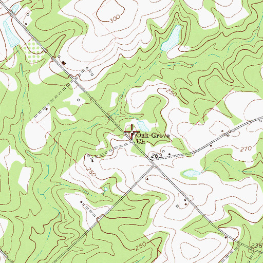 Topographic Map of Oak Grove Church, GA