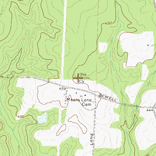 Topographic Map of Oak Grove Church, GA
