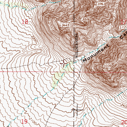 Topographic Map of Monument Canyon, AZ