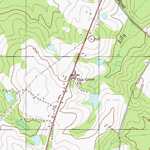 Topographic Map of Oak Grove Church, GA
