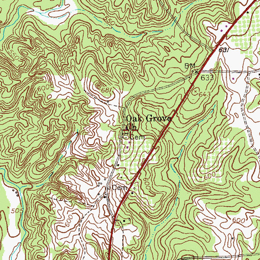 Topographic Map of Oak Grove Church, GA