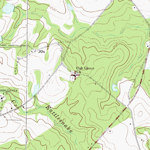Topographic Map of Oak Grove Baptist Church, GA