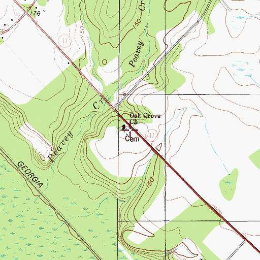 Topographic Map of Oak Grove Church, GA