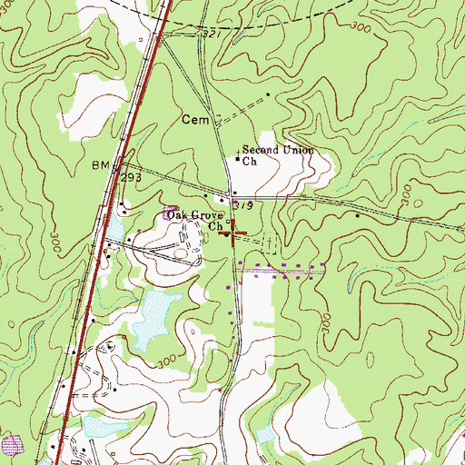 Topographic Map of Oak Grove Church, GA
