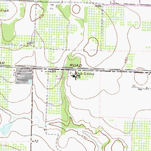 Topographic Map of Oak Grove Church, GA