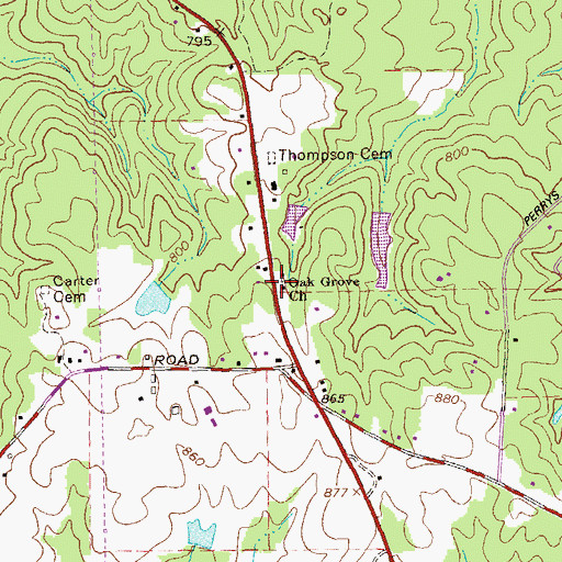 Topographic Map of Oak Grove Church, GA