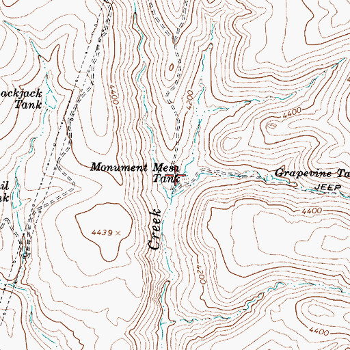 Topographic Map of Monument Mesa Tank, AZ