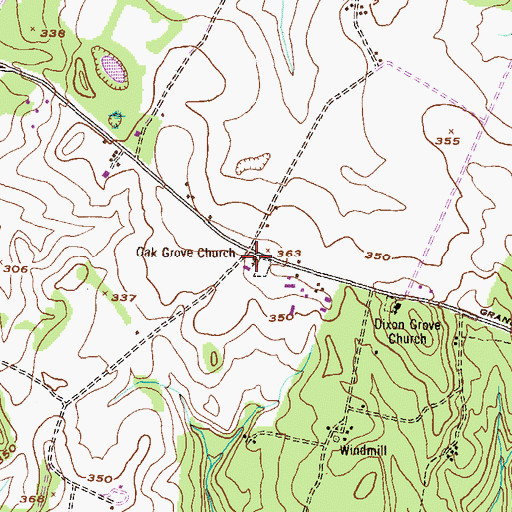 Topographic Map of Oak Grove Church, GA