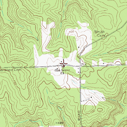Topographic Map of Oak Grove Church, GA