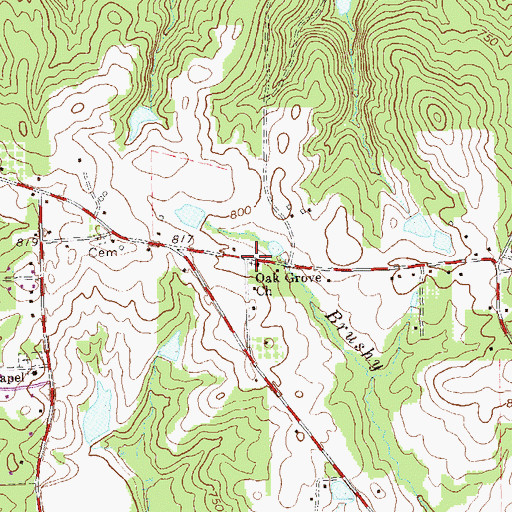 Topographic Map of Oak Grove Church, GA
