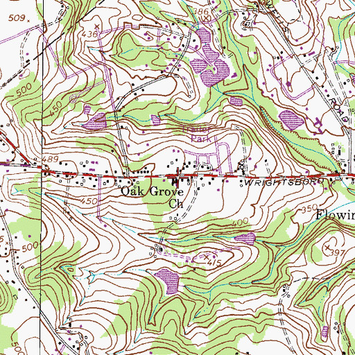 Topographic Map of Oak Grove Church, GA