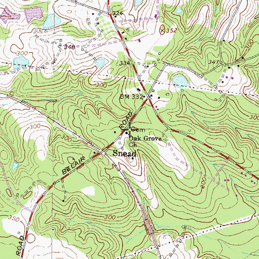 Topographic Map of Oak Grove Church, GA
