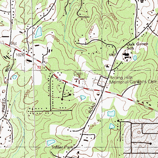 Topographic Map of Oak Grove Church, GA