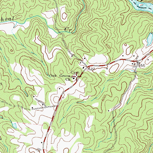 Topographic Map of Oak Grove Baptist Church, GA