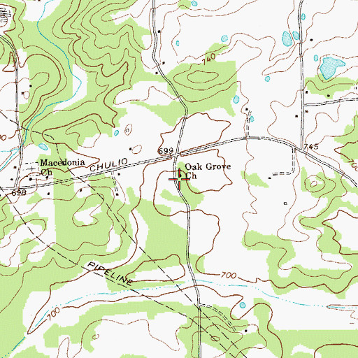 Topographic Map of Oak Grove Church, GA